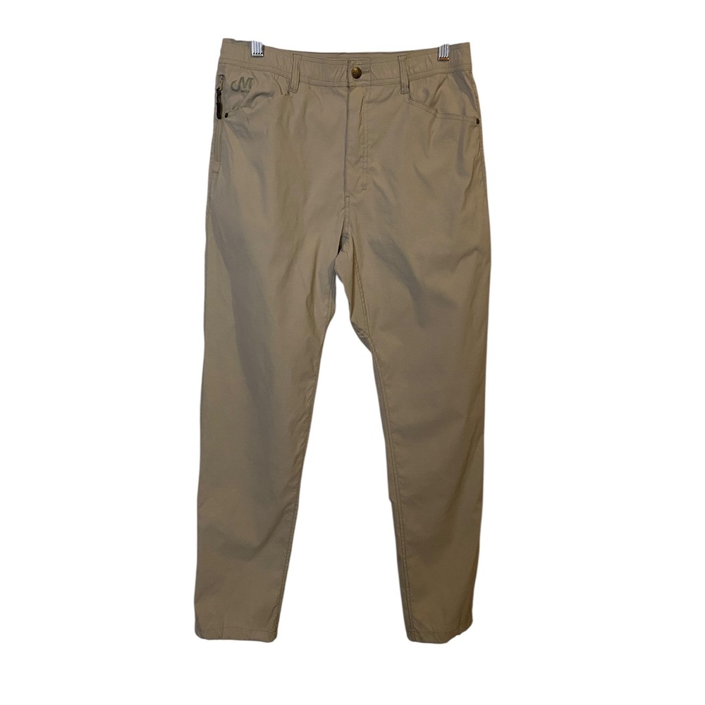 Marsh Wear Mens Khaki Fishing Pants Size 32x30 Side Zip Pocket Performance Tan